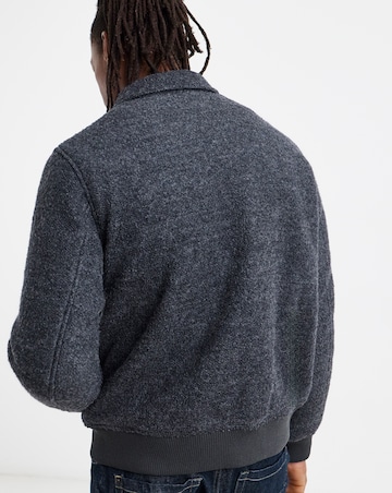 Wool Boucle Relaxed Varsity Jacket