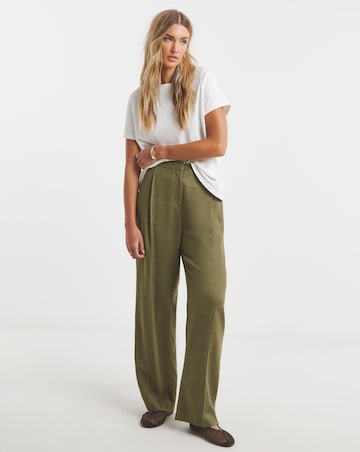 Simply Be Khaki Linen Blend Wide Leg Co-ord Trousers