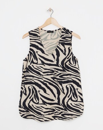 Animal Print V Neck Linen Vest