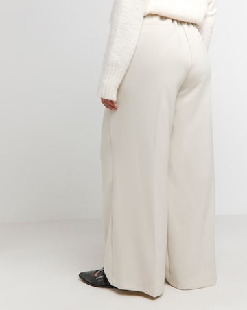 Stone Wide Leg Tailored Trouser