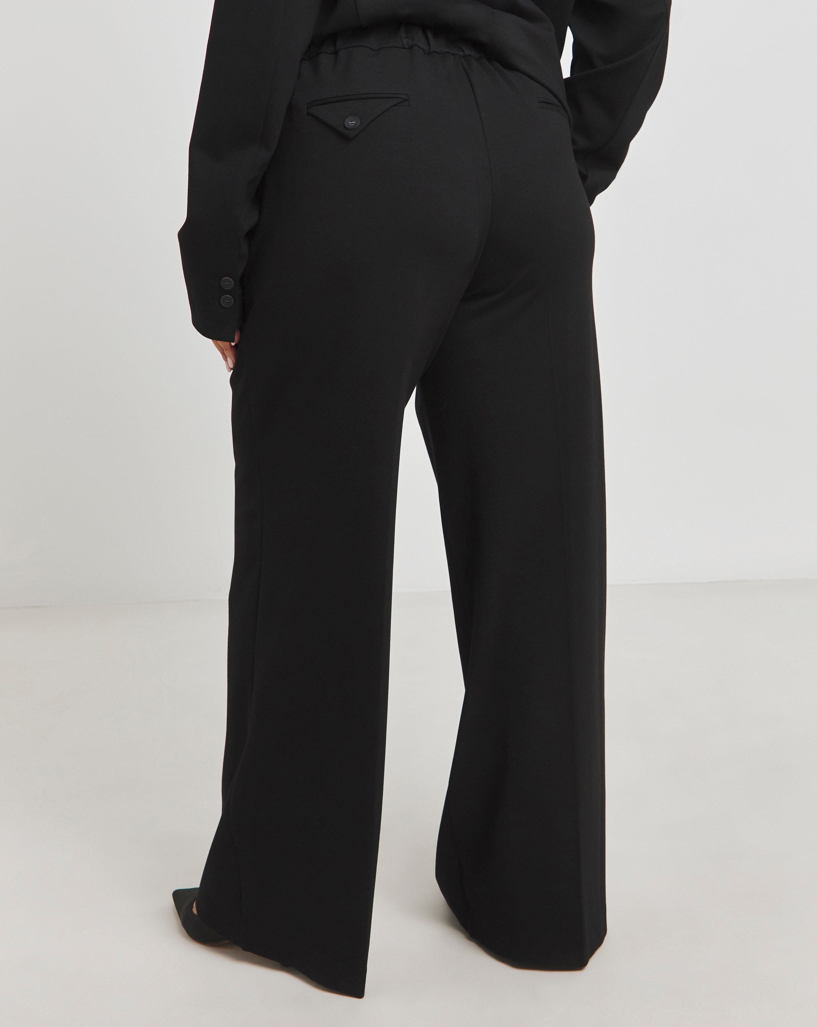 Simply Be Black Premium Ponte Wide Leg Tailored Trousers | Ambrose
