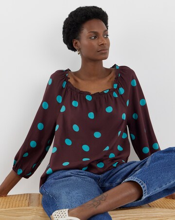 Square Neck Three Quarter Sleeve Top