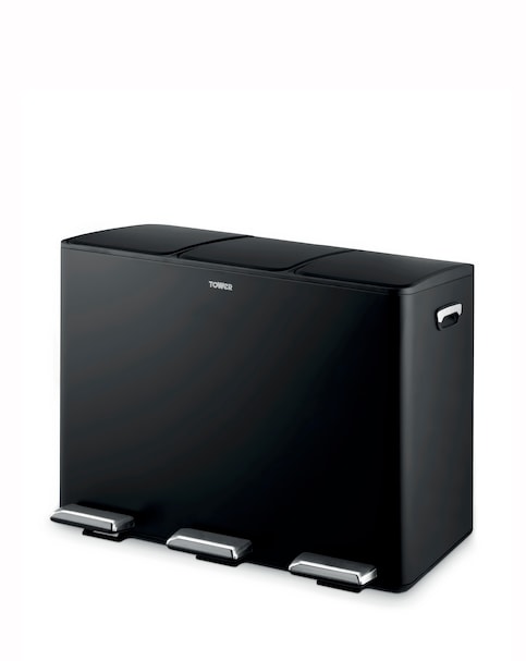 Tower 45L Black Recycling Pedal Bin