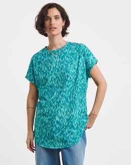 Longline Curved Hem Short Sleeve Top