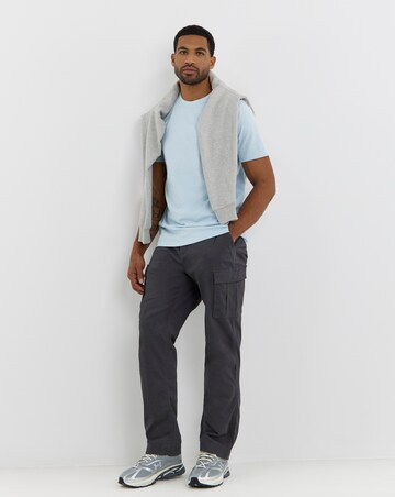 Pure Cotton Crew Neck T-Shirt Long-Blue