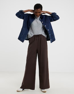 Chocolate Pinstripe Drawstring Wide Leg Trouser