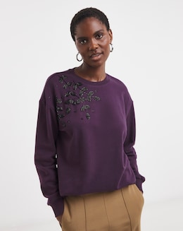 Floral 3D Embellished Sweatshirt