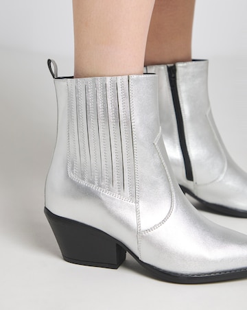 Katya Leather Pointed Chelsea Western Ankle Boots Wide E Fit