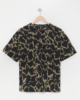 Printed Crepe Boxy Short Sleeve Top