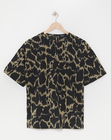 Printed Crepe Boxy Short Sleeve Top