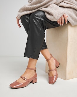 Reno Mary Jane Ankle Strap Block Heel Shoes - Extra Wide Fit (EEE)