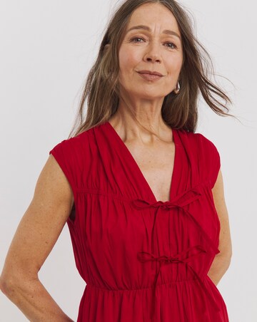 Tie Front Tier Maxi Dress