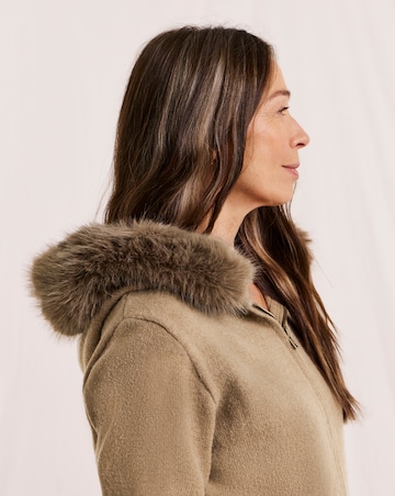 Julipa Fur Trim Hooded Knitted Jacket