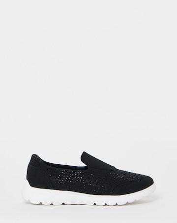 Cushion Walk Black Sparkle Arch Slip-On Trainers - Extra Wide Fit (EEE)