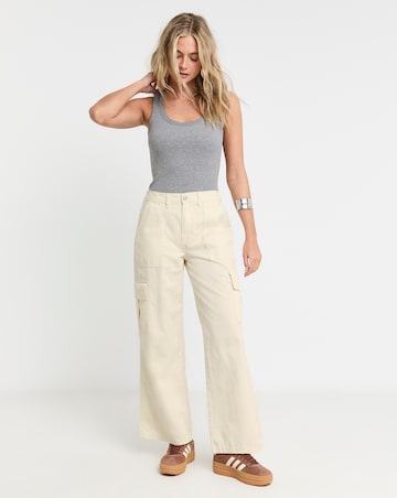 Simply Be Ecru Cargo Utility Wide Leg Trousers