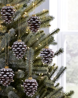 Set of Hanging Pinecones with Glitter - Set of 6