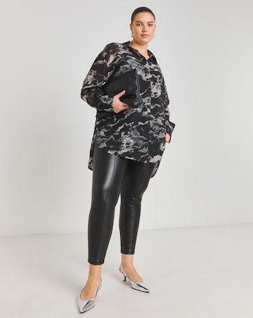 Printed Georgette Long Line Sheer Shirt