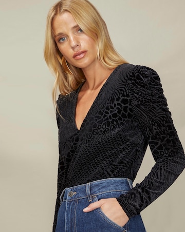 Ro&Zo Animal Burnout Vee Neck Top