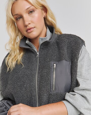 Charcoal Teddy Gilet With Nylon Pocket