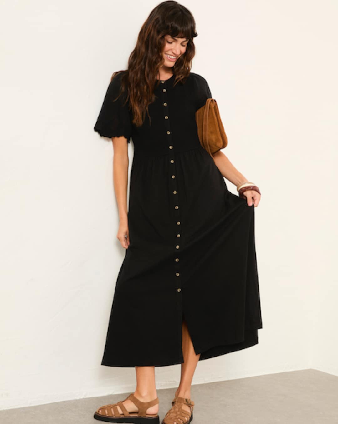 FatFace Delphine Linen Spot Midi Dress | Ambrose Wilson