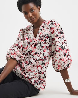 V Neck Bubble Sleeve Top