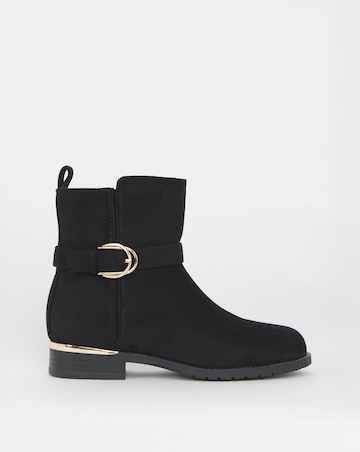Heavenly Soles Indi Ankle Boots With Buckle Strap - Wide Fit (E)