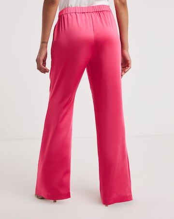 Pink Satin Trousers with Pull On Waist