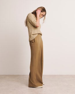 Anthology Camel Ponte Pull On Wide Leg Trouser