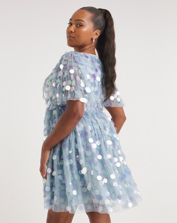 Maya Curve Wrap Front Tulle Sequin Mini Dress