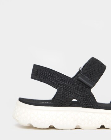 Cushion Walk Black Knit Strappy Sandals - Extra Wide Fit (EEE)