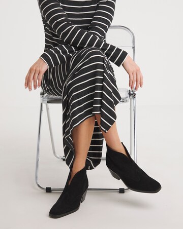 Alma Suede V Cut Western Ankle Boots Extra Wide EEE Fit