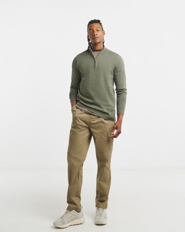 Cotton 1/4 Zip Funnel Knit Top