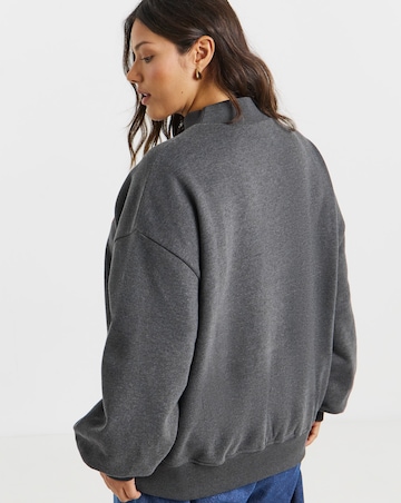 Simply Be Charcoal Marl Pardon My French Flocked Graphic High Neck Sweatshirt