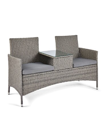 VonHaus Bali Grey Rattan Garden Loveseat Bench