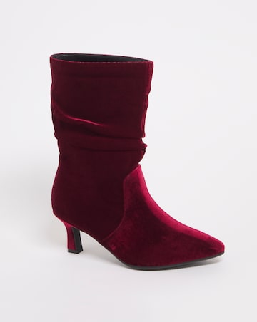 Ruched Kitten Heeled Boots E Fit