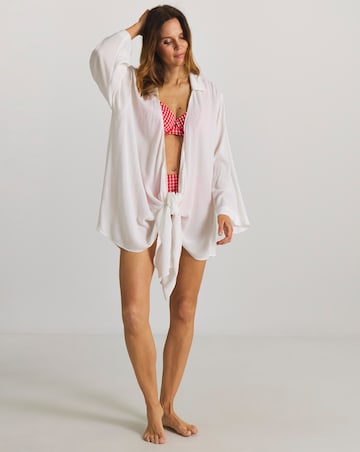 Tie Front Beach Shirt White