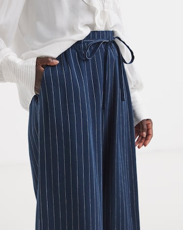 Navy Stripe Linen Mix Trouser