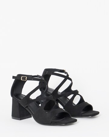 Dani Cross Over Strappy Block Heel Sandals - Wide Fit (E)