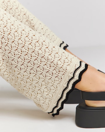 Cream Crochet Wide Leg Trousers