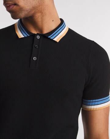Black Knitted Tipped Polo