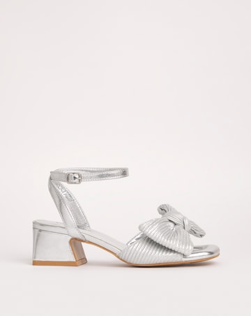 Isla Plisse Bow Low Heel Occasion Sandals Wide E Fit