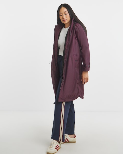 Wine Fleece Lined Rubberised Raincoat