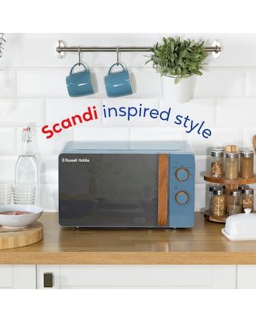 Russell Hobbs 17 Litre Blue Manual Microwave Wood Effect