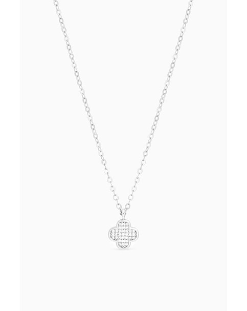 Jon Richard Rhodium Plated Micro Pave Clover Pendant