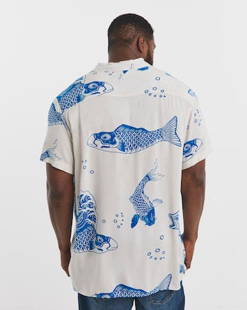 Jack & Jones Jeff Koi Print Shirt - Blue/White