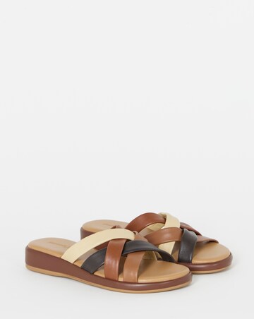 Carmen Soft Multicolour Leather Tubular Mule Sandals - Wide Fit (E)