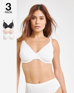 Pretty Secrets (3 Pack) New Claire Micro Moulded Full Cup Wired Bras (B-E)