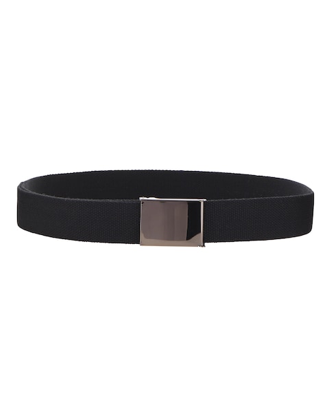Webbed Covered Buckle Belt - Black