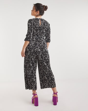 Mono Print Plisse Culotte Jumpsuit