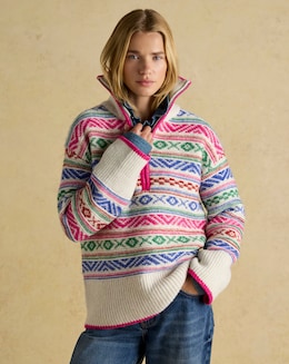 Joules Allway Patterened 1/4 Zip Jumper